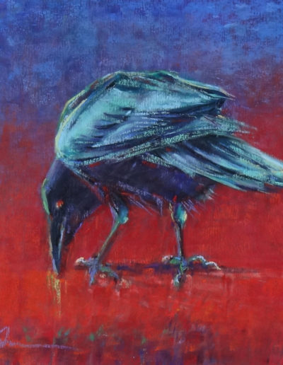 Raven pastel painting