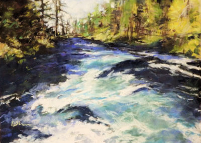 River Wild pastel painting