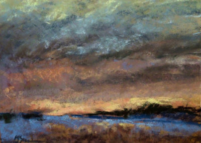 Winter Sunset pastel painting